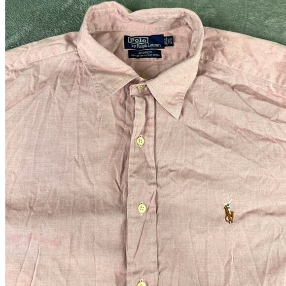 Men's Polo Ralph Lauren Andrew Pink Oxford Shirt Size XL excellent - Picture 4 of 10